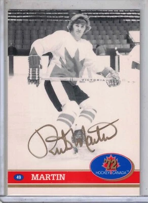 1991 Future Trends 1972 Team Canada hockey Rick Martin Hudson Bay Co. auto card - Image 1 of 2