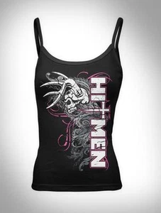 HITMEN HUNTRESS LADIES TANK TOP CAMO HUNTING SKULL ANTLERS TRIBAL DEER BLACK - Picture 1 of 1