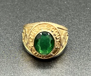 Girl Scout Ring * Emerald Stone 1950's * 10K Gold Filled Size 5 *Jewelry GIFT - Picture 1 of 7