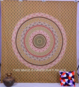 Ethnic Mandala Indian Tapestry Queen Wall Hanging Cotton Bed Cover Bedspread Art - Picture 1 of 5