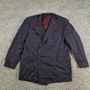 Pal Zileri Blazer Mens 50 Black Wool Jacket Double Breast Red Pinstripe - Picture 1 of 11