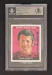 Mario Andretti Autographed 2012 SportKings Gum Card Signed BAS SLABBED #103 - Picture 1 of 4