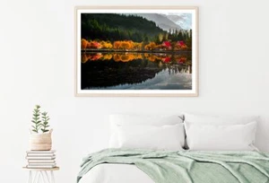 Autumn Coloured Trees & Lake Print Premium Poster High Quality choose sizes - Picture 1 of 3