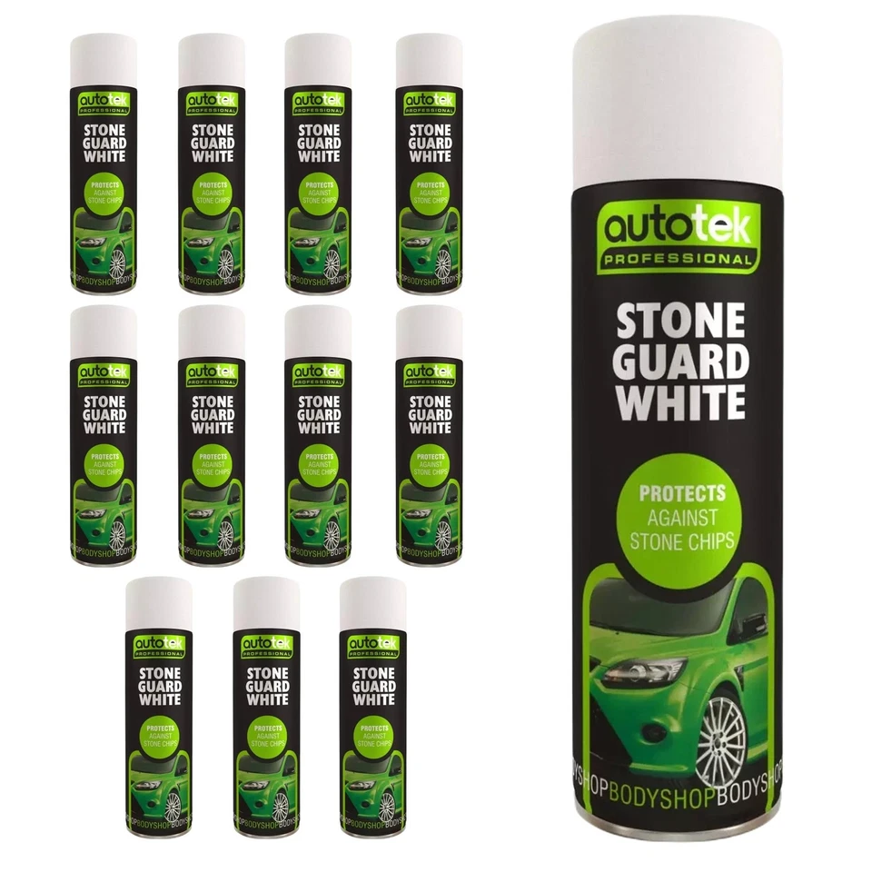 AUTOTEK PROFESSIONAL Autotek White Stone Guard Protects Against Chips Aerosol Spray Paint 500ml x12