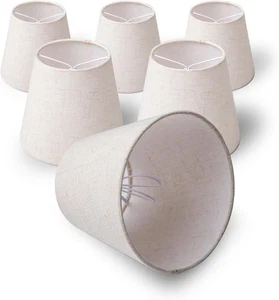 Small Lamp Shade Clip on Bulb for Candelabra Bulbs, 6 Piece, BEIGE-6PACKS - Picture 1 of 6