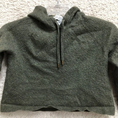 Suéter Rachel Zoe Extra Grande Juvenil Verde Recortado Lana Merino Con Capucha Niñas YXL Foto 1 de 4