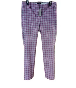 J Crew Cameron Slim Cropped Pants in Pink Plaid Size 8T New! - Picture 1 of 5