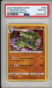 2020 Pokemon SWSH Darkness Ablaze Tyranitar Holo #088 PSA 10 - Picture 1 of 2