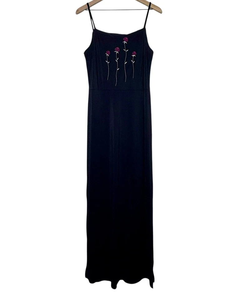 Vintage Y2K My Michelle Embroidered Black Sleeveless Maxi Dress Size Large - Image 1 of 4