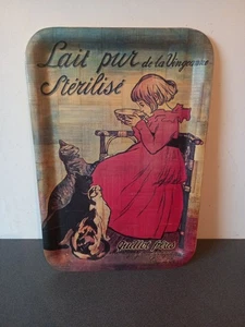 Vintage PLATEAU VINTAGE BAMBOU LAIT PUR DE LA VINGEANNE GUILLOT FRERES 48 X 33CM - Picture 1 of 8