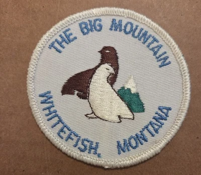 Abrigo Chaqueta Vintage Parche Coser Whitefish Montana Estación de Esquí Big Mountain Whitefish Foto 1 de 4