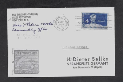 USA 1963 ILLUS COVER USS THRESHER 'CAPTAIN SIGNED' BEFORE THE SUBMARINE WAS LOST - Image 1 of 2