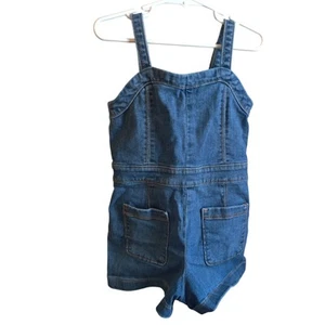 Abercrombie Kids Girls Kids Blue Denim Romper Shorts With Pockets Size 5/6 - Picture 1 of 8