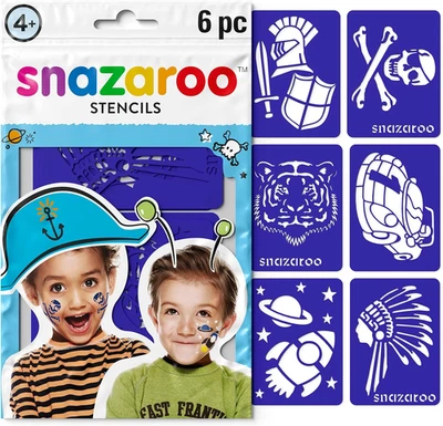 Snazaroo Re-Usable Face Paint Adventure Stencils, Blue, 6 Pcs - Image 1 of 4
