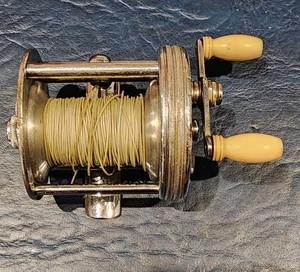 Vintage J.A. COXE Bronson Model No. 10-2 Casting Reel - Nickel Silver Frame - Picture 1 of 5