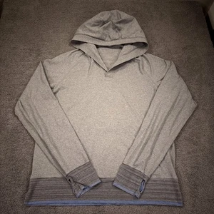 Lululemon Pullover Hoodie Mens Large Gray Striped Cuffs Gym Lightweight Athletic - Picture 1 of 11