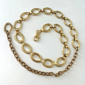 Gold-tone Metal Link Chain Belt 1" x 29.5" overall length 44-inch - Picture 1 of 5