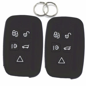 2Pcs Black Silicone For Land Rover Range Rover Evoque LR4 Key Case Fob Cover - Picture 1 of 6