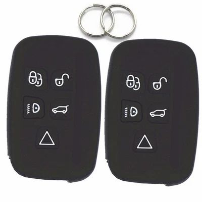 2Pcs Black Silicone For Land Rover Range Rover Evoque LR4 Key Case Fob Cover - Image 1 of 4