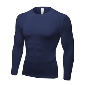 Men's Compression Long Sleeve Shirts, Cool Dry Sport Workout Small Navy Blue-1 - Picture 1 of 7