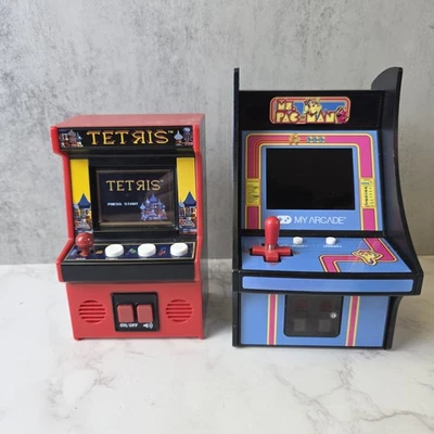 Ms. Pac-man & Tetris Pequeño Arcade Clásicos Portátil Juego Electrónico Probado  Foto 1 de 4