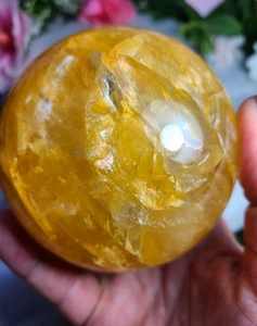 X große 3,5" 86mm 884g AA++ Goldheiler Quarz Regenbogen Kugel Kristallkugel - Bild 1 von 24