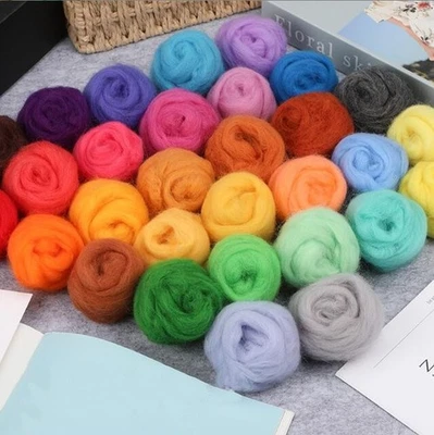 9 Colors Fibre Wool Roving For Needle Felting Hand Spinningss DIY Material Set - Image 1 of 4