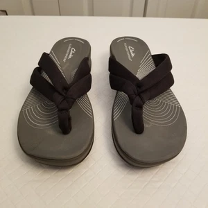 Clarks Cloudstepper Sandals Womens Size 8 Black Fabric Arla Glison Slides - Picture 1 of 6