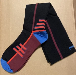 2 Paar Rival Kompressionsstrümpfe Größe: Damen 5-9, Herren 3-7,5, rot-blauer Besatz/schwarz - Bild 1 von 8