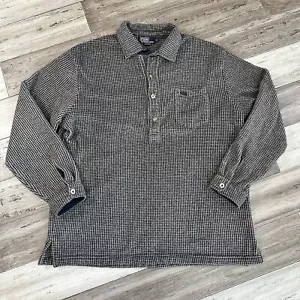 Polo Ralph Lauren Heavy Fleece Popover Shirt Gray Houndstooth Rare Mens Large - Picture 1 of 14