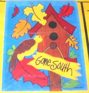 Snowbird Gone South Vogelhaus Mini Hof Garten Herbst FLAGGE Herbstblätter 11x15 Neu in Verpackung - Bild 1 von 3