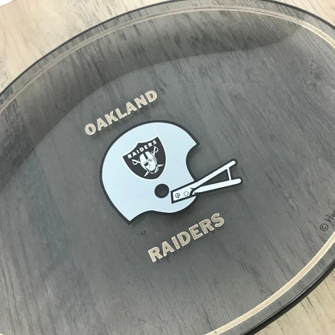 Vtg Oakland Raiders 80s Houze Art Smoked Glass Plate 8” Dish NFL Football Cover
