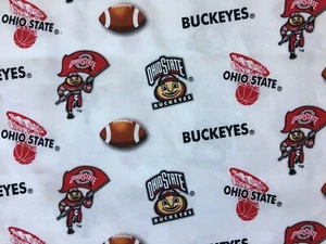 OHIO STATE UNIVERSITY BUCKEYES Cotton Fabric -1/2 yard (18" x 42") Brutus - Picture 1 of 5