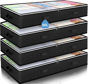 90L under Bed Storage Containers, Closet Organizers and Storage Bins, Foldable U - Picture 1 of 12