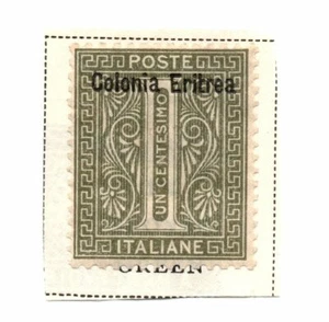 Estampilla sobreimpresa de Eritrea Scott 1 - 1892 Italia ligeramente bisagras - Imagen 1 de 1