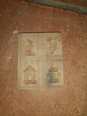 Springerle Spekulatiusform Backform Holz Hase Haus Pilz Eichel alt antik - Bild 1 von 4