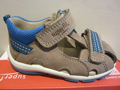 Botas Superfit Niño Pequeño Zapato Sandalia Marrón/Azul Cuero Plantilla ¡Nuevas!!! Foto 1 de 4
