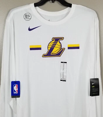 CAMISA NIKE LOS ANGELES LAKERS EQUIPO DE LA NBA EMITIDA LS BLANCA RARA NUEVA CON ETIQUETAS (TALLA 3XL) Foto 1 de 4