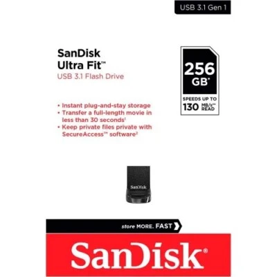 Mini Clé USB 3.2 Sandisk Ultra Fit 256Gb 400MBits/s Neuf Sous Blister Originale - Photo 1/4