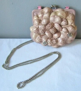 Brighton Roselie Dusty Rose Leather Flower Large Coin Purse w/Chain Strap - Picture 1 of 7