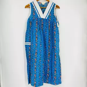 Abito vintage anni '60 da donna Sears Shift House blu tasche floreali senza maniche M nuovo - Foto 1 di 6