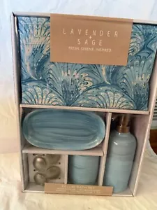 New in Box Lavender and Sage 16-Pc. Bathroom Accessory Sets Light Blue Bath Set - Picture 1 of 8