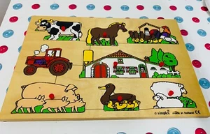 Simplex Toys Puzzle - Made in Holland - Farm Animals - Wooden Vintage 9pcs - Photo 1 sur 5
