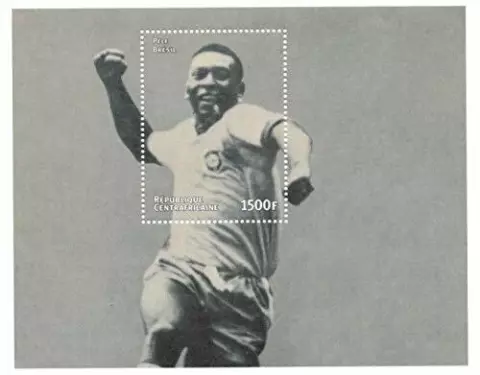 Central Africa 1998 - World Cup, Pele - Souvenir Stamp Sheet - Scott #1205 - MNH Cover