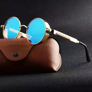 Occhiali da sole uomo donna vintage gotici steampunk retrò rotondi hd polarizzati - Foto 1 di 17