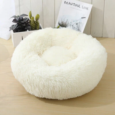 Donut Plush Pet Dog Cat Bed Fluffy Soft Warm Calming Bed Sleeping Kennel Nest - Image 1 of 4