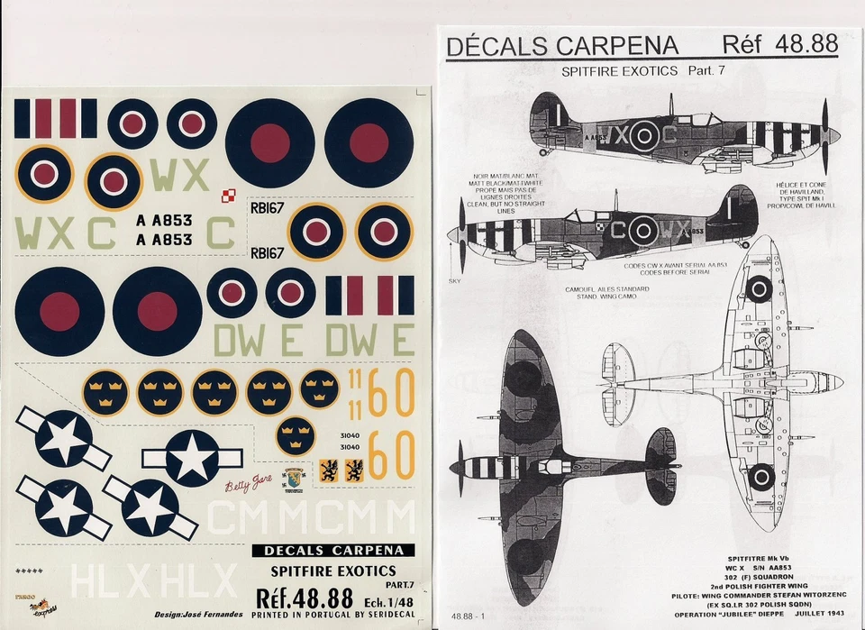 DECALS CARPENA 48.88 - SPITFIRE EXOTICS Pt. 7 - 1/48 DECAL - Immagine 1 di 1