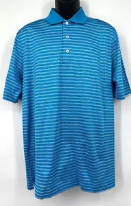 Bobby Jones Men's Pullover Collared Polo Shirt Medium Blue Striped Cotton - Picture 1 of 11