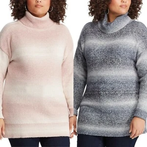 CHAPS Women's Ombre Stripe Turtleneck Sweater (Sizes 2X & 3X) NWT NIP MSRP $86 - Picture 1 of 10