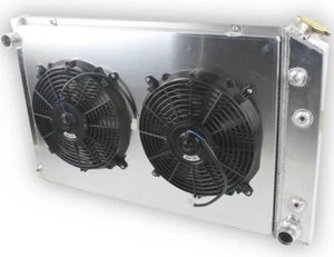 4 Row Radiator 2 Fan Fit 1973-1987 Chevy Truck Blazer K10 K20 C K C10 C20 C30 - Picture 1 of 11